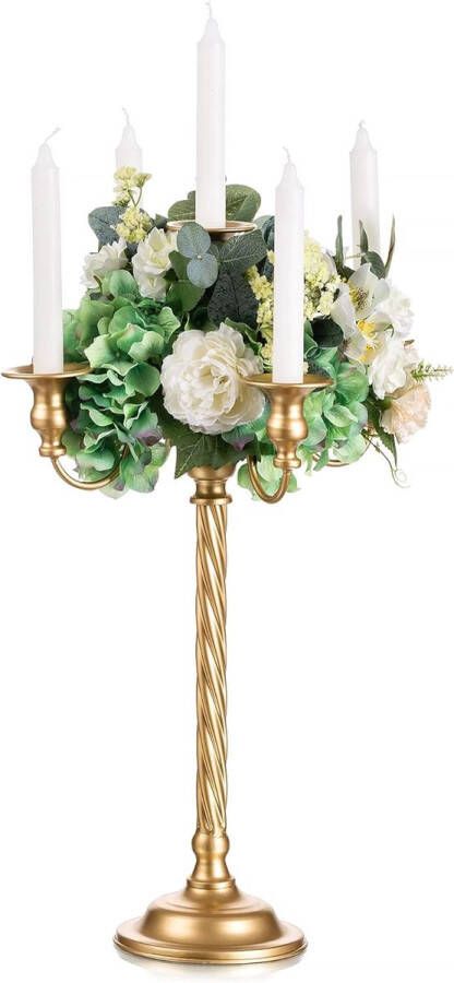 53 cm gouden kaarsenhouder voor conische kaarsen – vintage metalen kaarsenhouder kaarsenstandaard voor bruiloft tafeldecoratie woonkamer eettafel salontafel bijzettafel Kerstmis