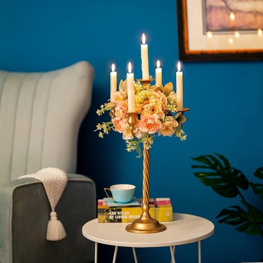 53cm Gouden Hoge Kandelaar Vintage Metalen Taper Kandelaar voor Eettafel