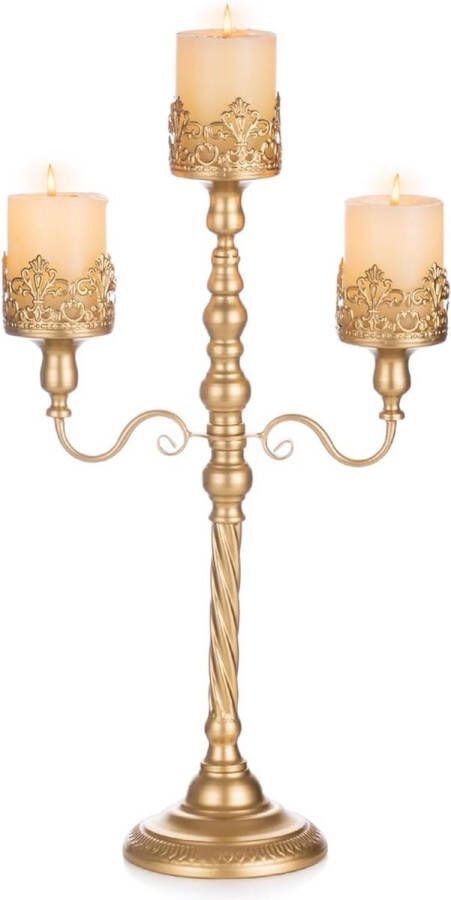 56 cm gouden kandelaar kaarsenhouder voor stompkaarsen vintage metalen kandelaar standaard voor bruiloft tafeldecoratie woonkamer eettafel salontafel bijzettafel Kerstmis