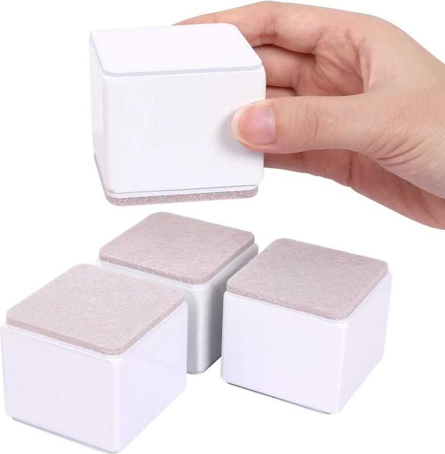 5cm Lift Meubelrisers Carbon Steel Bed Risers Diameter 6cm Zelfklevende Heavy Duty Meubelverhogers Voegt 5cm Hoogte toe Bedden Banken Kasten Ondersteunt 20lbs (Vierkant Wit) furniture risers