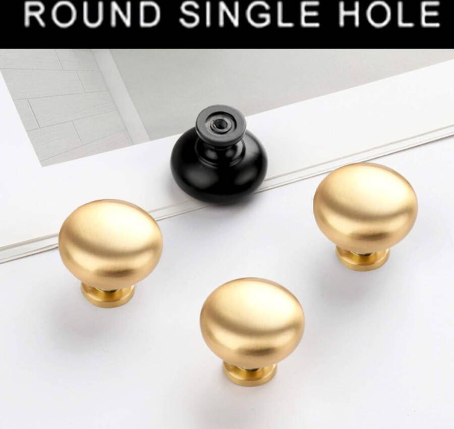 5Pcs Kast Deurknoppen Ronde Paddestoel Kast Knoppen Goud Gemat Lade Knoppen Aluminium Lade Pull Handvat Knop Enkele Kast Knop Deur Trekt met Schroeven voor Kast Garderobe Meubels