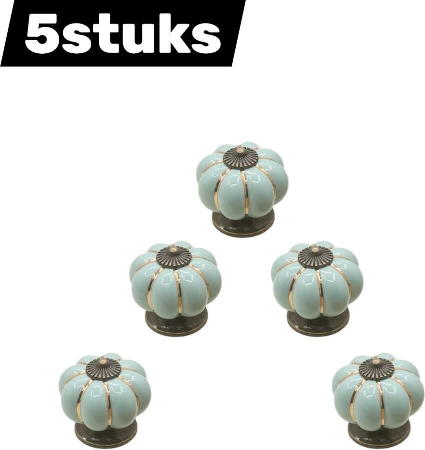 5stuks- Keramische pompoenknoppen Rustiek vintage design Decoratieve keukenkast- en meubelknoppen Uniek cadeau-idee Halloween-decoratie Pastelblauw