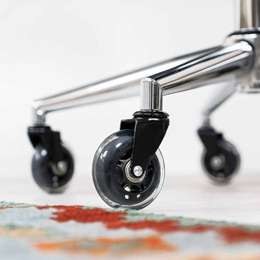 5x bureaustoelwieltjes 11 mm 75 mm Zwenkwielen voor meubels Set van 5 Vervangende wieltjes 360° draaibaar Zwart Transparant