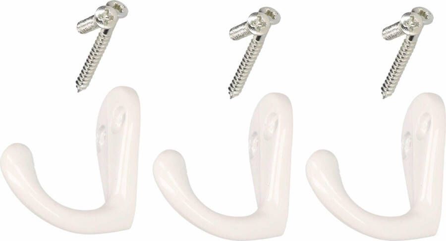 5x Luxe kapstokhaken jashaken wit hoogwaardig metaal 3 x 4 1 cm witte kapstokhaakjes garderobe haakjes