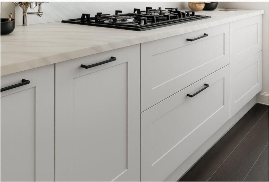 5x Luxe Zwarte Kastgrepen – 15cm – Aluminium Handgrepen – Mat Zwart – Gekarteld Ontwerp – Ook Verkrijgbaar in Kleinere Maat – Inclusief Schroeven Luxe Keuken Hoge Kwaliteit Modern Design Interieur Accessoires Kledingkast Badkamer