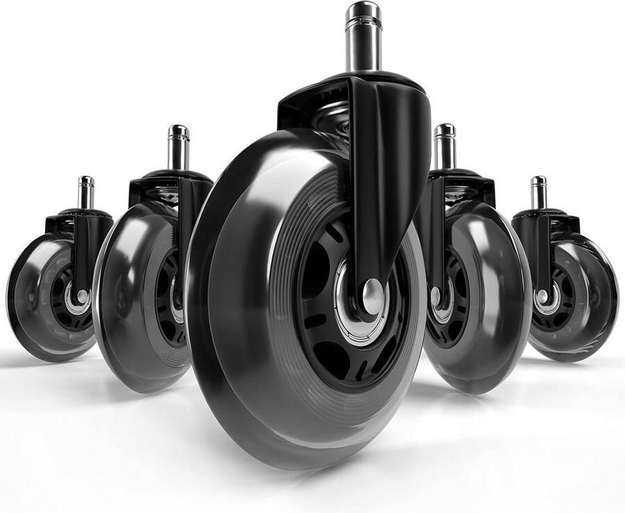 5X stille & krasvrije bureaustoel wielen universele zwenkwielen harde vloer parket laminaat tapijt 11 x 22 mm