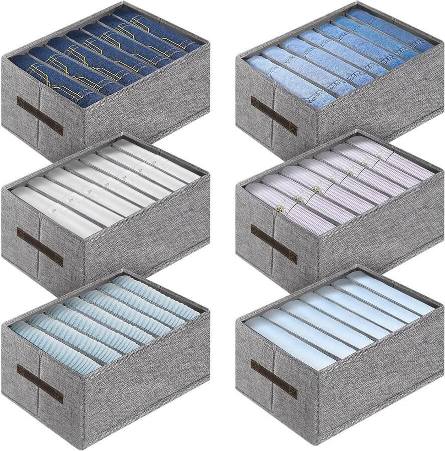 6-delig Garderobe-organizer voor jeansbroeken en T-shirts 36 × 25 × 20cm 7 roosters