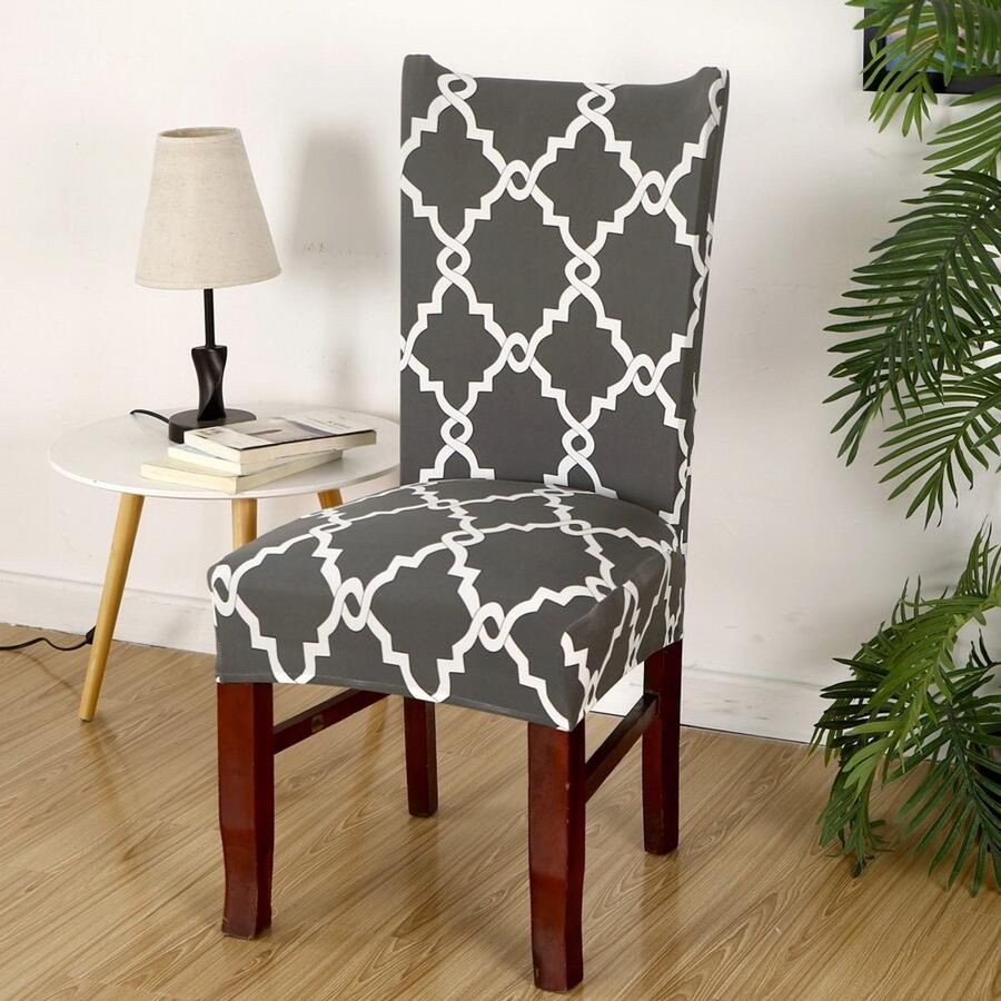 6-delige afneembare en wasbare moderne stoelhoes voor eetkamer decoratie bruidsboeket hotel restaurant Rotan rooster-grijs