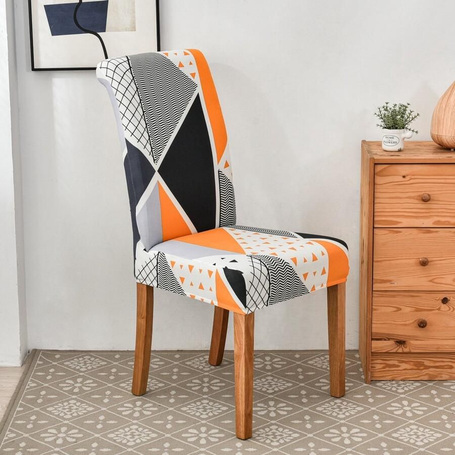 6-delige afneembare en wasbare moderne stoelhoes voor eetkamer decoratie bruidsboeket hotel restaurant Driehoek Mode