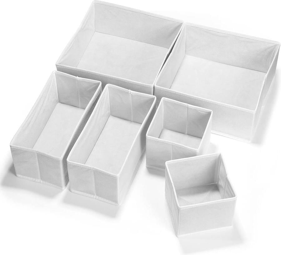 6-delige lade-organizer Opvouwbare opbergdoos Kledingkast-organizer voor ondergoed Sokken Ladeverdeler voor kledingkast Kastverdeler (wit)