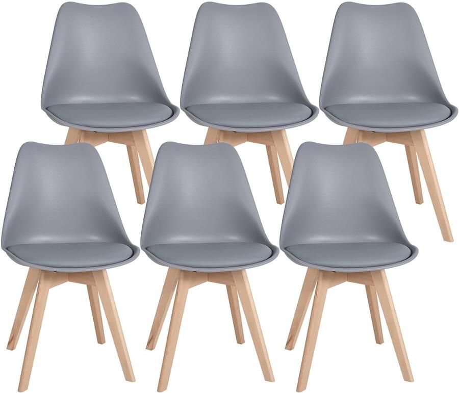 6-delige Set Eetkamerstoelen Comfortstoelen Ergonomisch Zitgemak Hoogwaardig Hout