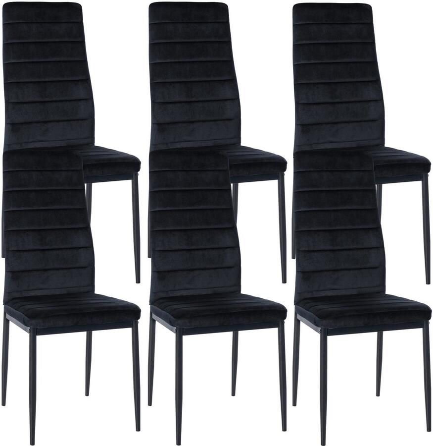6-delige set Eetkamerstoelen Dining Chairs Comfortabele zit met fluwelen of kunstleren bekleding