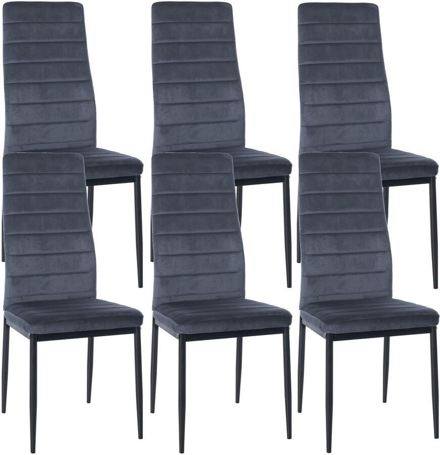 6-delige set Eetkamerstoelen Dining Chairs Comfortabele zit met fluwelen of kunstleren bekleding