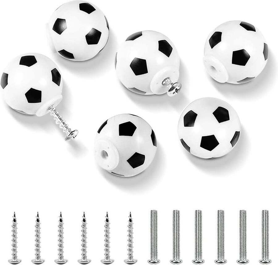 Voetbal Dressoir Knoppen 6 Stuks Sport Thema Decor Handgrepen Meubeldecoratie Trekt Handgrepen voor Dressoir Kast Garderobe