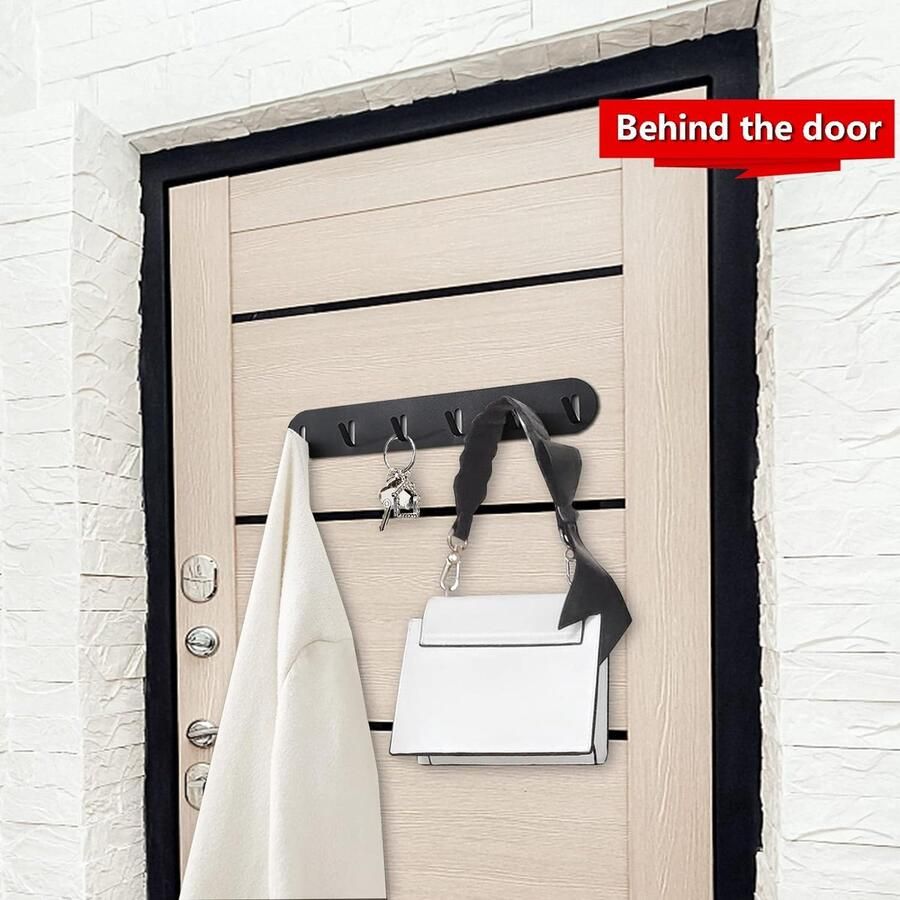 6 haken Sleutelhaak Kapstok Zelfklevend Geen boren nodig Voor Badkamer en Keuken Zwart