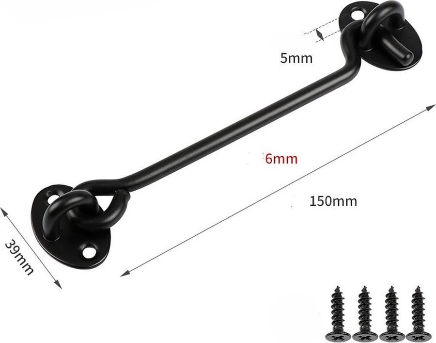 6 inch privacy haak en oog grendel voor schuurdeur roestvrijstalen poortgrendel schuurdeurslot huthaken voor poortluiken raamschuif schuur kast badkamer (2-pack) zilver 6in