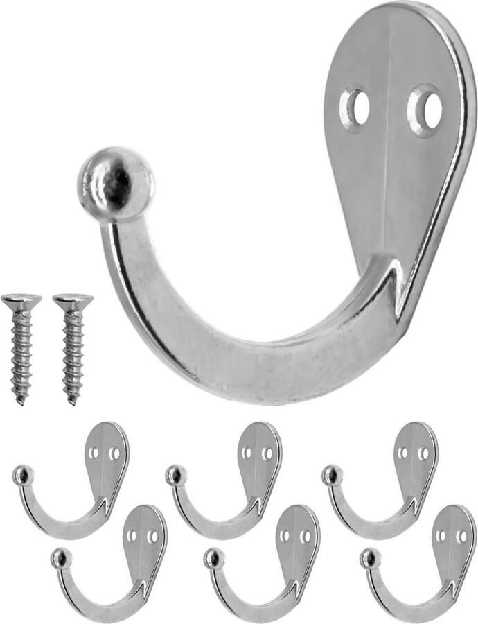 6 classic iron hooks wardrobe hooks clothes hooks silver strong and durable