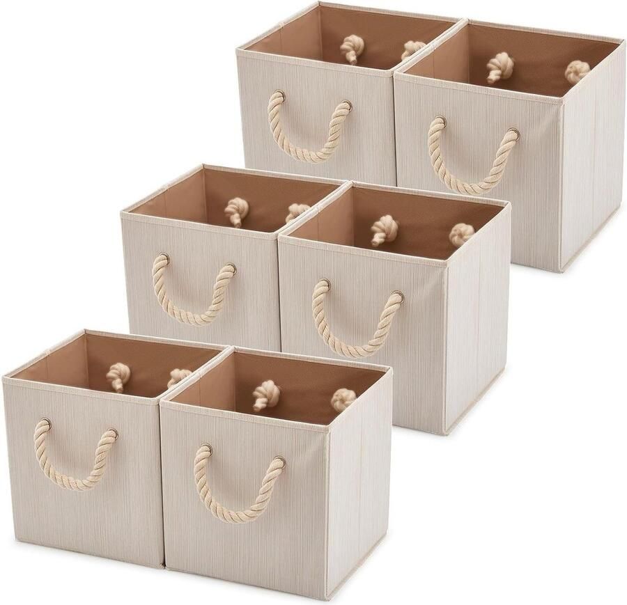 Opvouwbare katoenen opbergdozen met sterke handgrepen voor het organiseren van kinderkamer speelgoed kast beige 267 x 267 x 28 cm