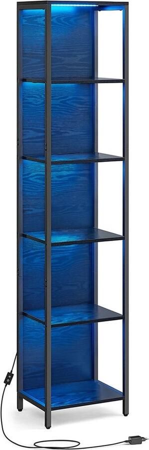 Rootz Living Rootz 6-laags boekenplank boekenkast hoge plank staal en spaanplaat 30 3 cm x 40 cm x 178 6 cm ebbenhout zwart maximale belasting 177 kg