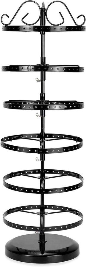 6-laags metalen draaibare oorbelstandaard afstand tussen lagen verstelbaar capaciteit van 260 gaten voor 130 paar