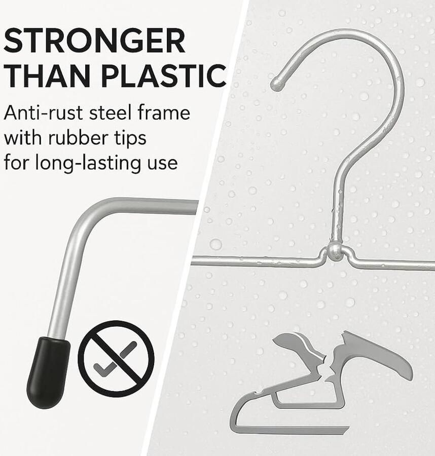 6-laags rok hangers ruimtebesparend set van 5 chroom met clips