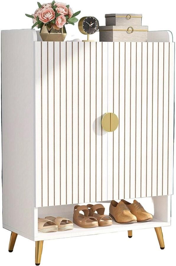 6-laags Schoenenkast – Schoenenrek – Schoenenkast – Schoenopberger – Schoenenkast Met Deuren – Verstelbare Planken – Duurzaam Hout – Compact Design