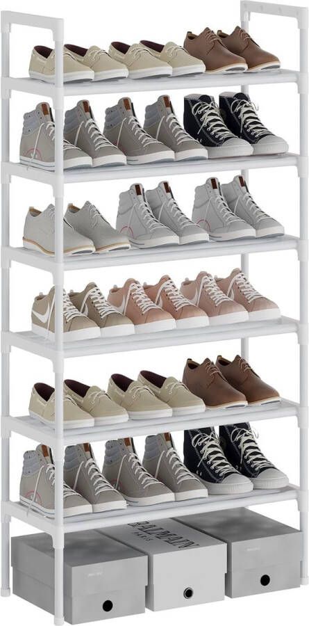 6-laags witte verstelbare schoenenrekken schoenenopslag hoge schoenenrek organisator plankhouder standaard voor 18 paar schoenen 56 x 30 x 110 cm extra robuuste constructie