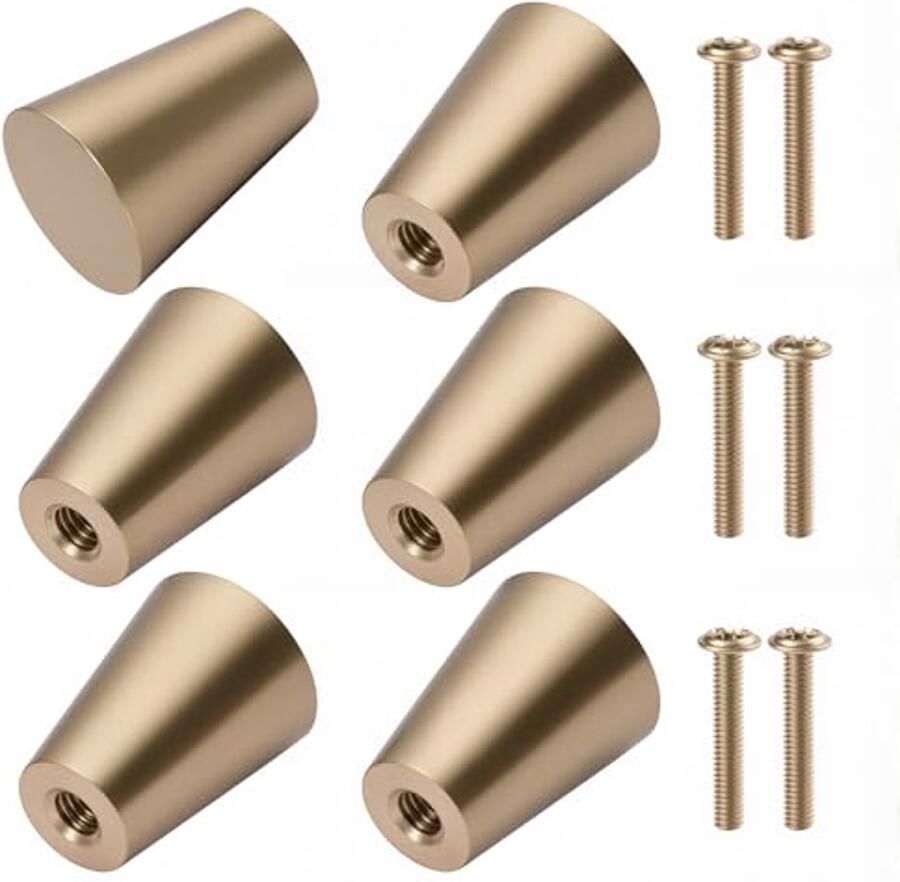 6 metalen meubelknoppen – handgrepen voor laden en kasten – goudkleurige handvatten
