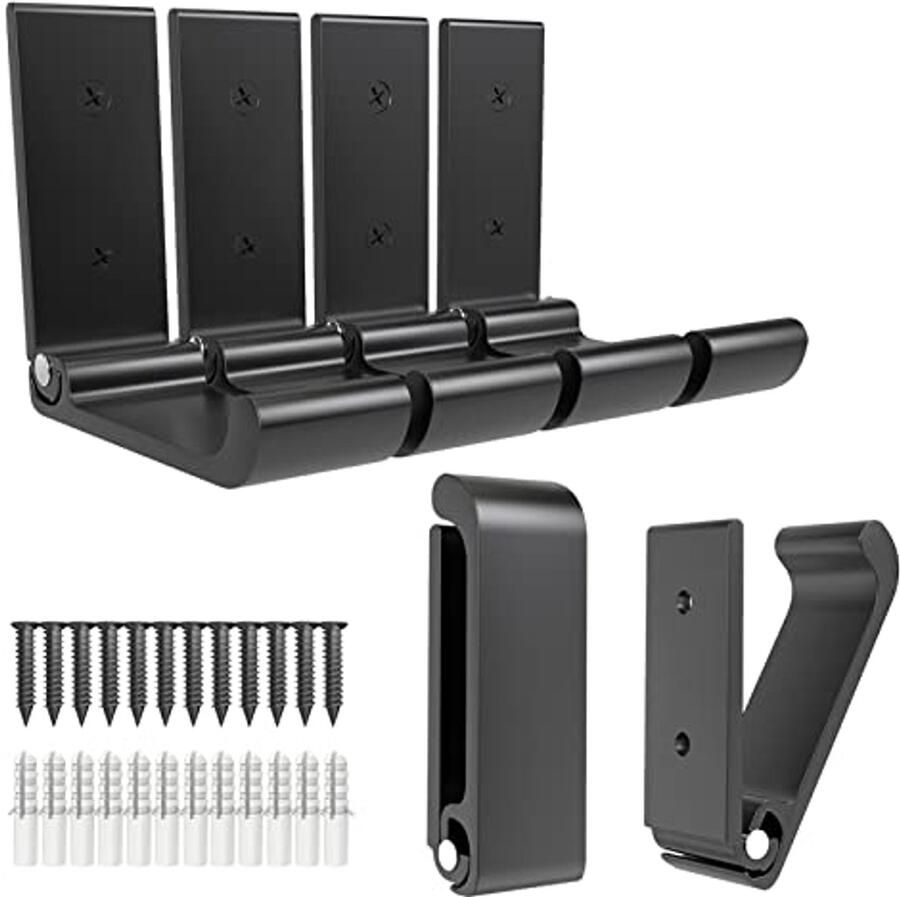 6 Opvouwbare Kapstokhaken Zwarte Aluminium Haken voor Muurmontage