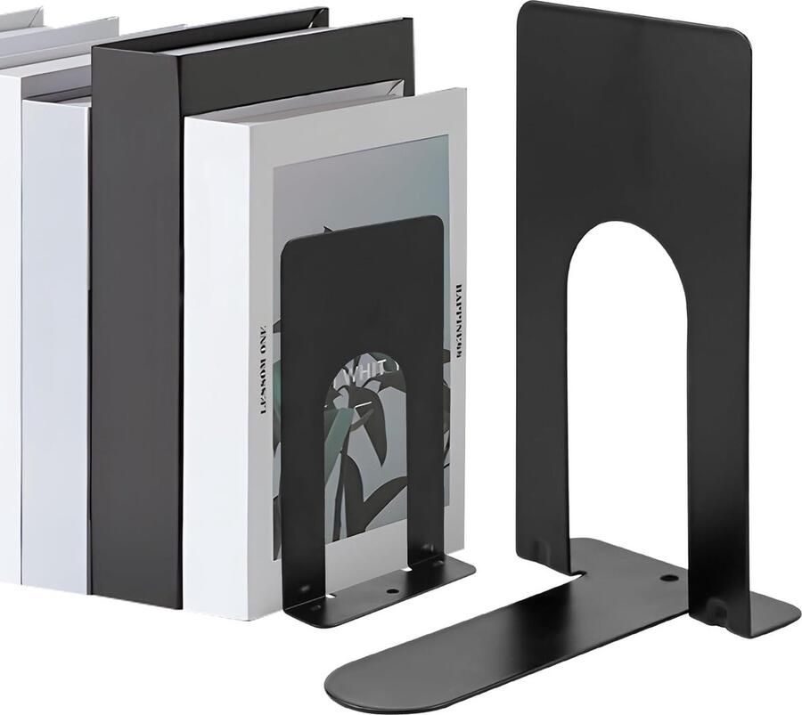 6 paar boekensteunen 15 x 13 x 7 cm boekenkast tijdschriften- en dvd-opbergrekken zwart antislip metaal geschikt voor school thuis kantoor boekenkast in de bibliotheek