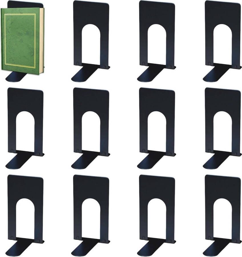 6 paar boekensteunen metalen boekensteunen 70 x 100 x 130 mm boekenhouder hoogwaardige boekenhouder rek voor kinderen school bibliotheek zwart