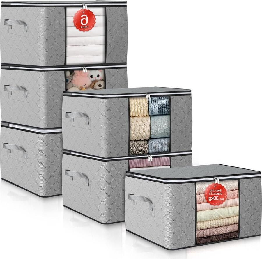 6 Pack Opbergdozen Grote Capaciteit Ruimtebesparend 90L Inklapbaar