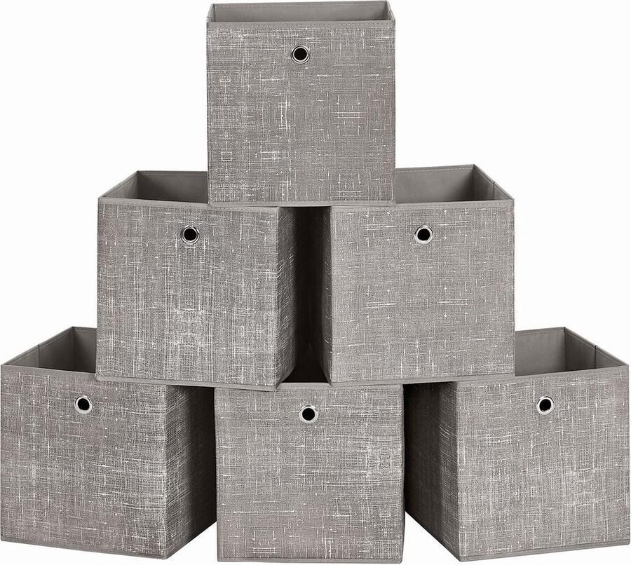 Rootz Living Rootz 6-pack taupe gevlekte opbergdozenset kartonnen organizer bakken van niet-geweven stof lichtgewicht en duurzaam compact ontwerp 30 cm x 30 cm x 30 cm