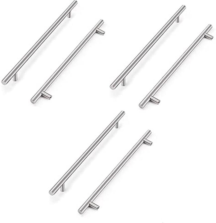 6 Packs Keuken Kast Handgrepen Geborsteld RVS T-Bar Deurgrepen