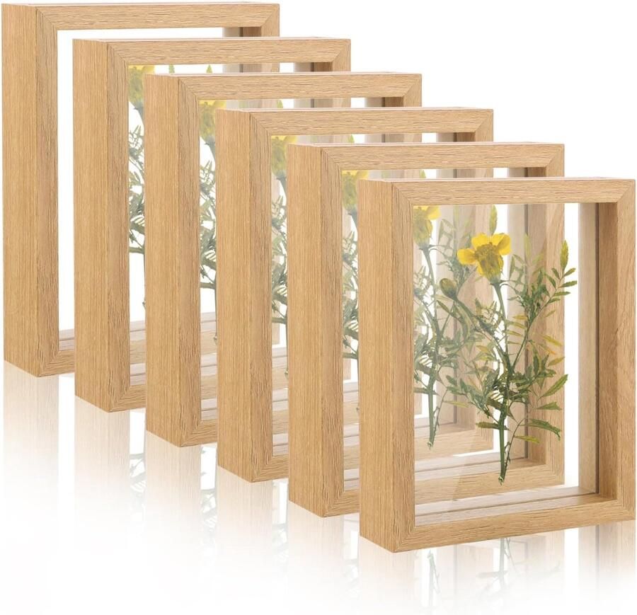 6 Pcs Glass Photo Frames 7 x 5 Inch Double Glass Floating Photo Frames Voor Desk of Wand Decoratie Thuis en Kantoor Decor