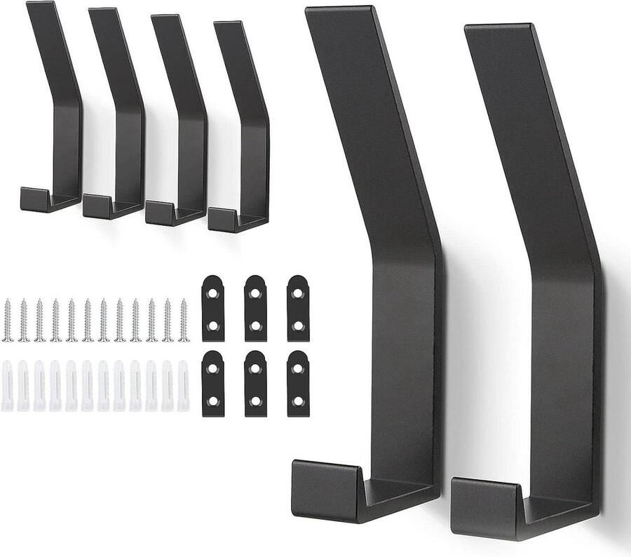 6 Stuks Coat Hooks Towel Holder Wall Holder Modern Clothes Hooks Heavy Use Double for Bathroom Bedroom Door Closet