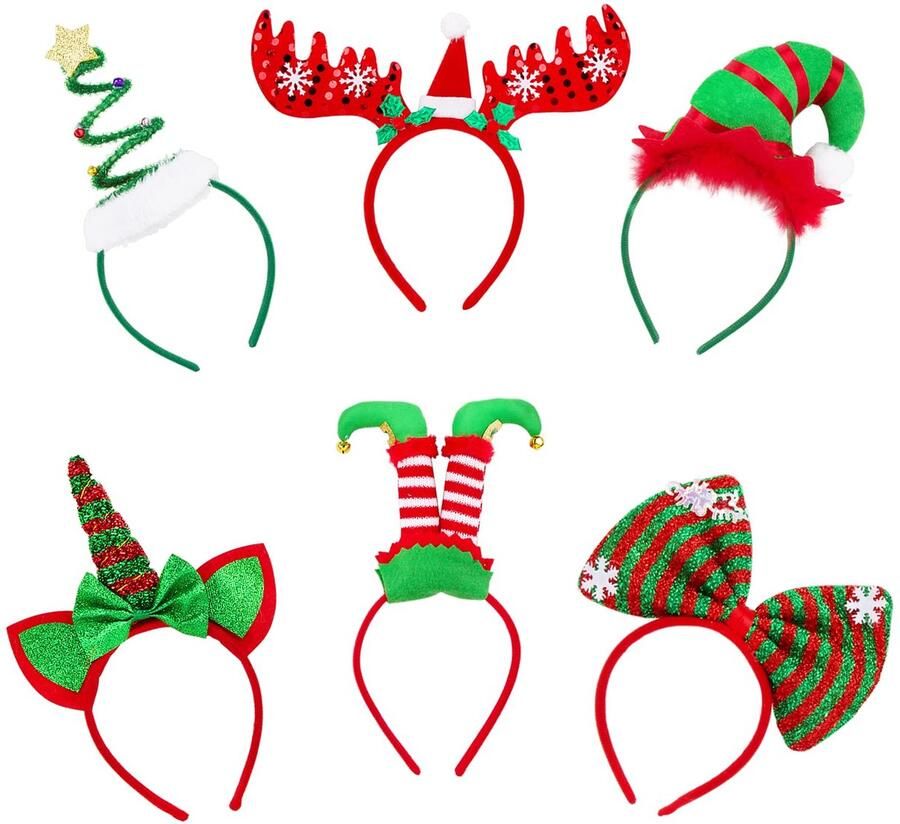 6 pieces Christmas funny hair band with different Christmas styles headbands hair accessories for party Christmas New Year headdress etc