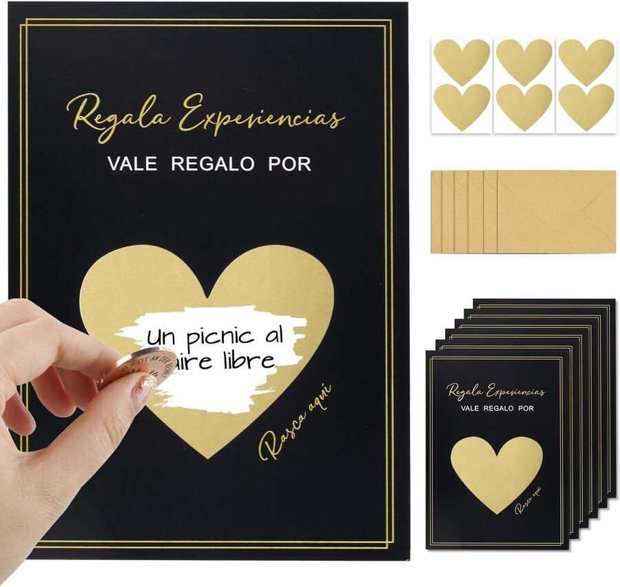 6 pieces scratch cards to give as a gift Experiencias as a gift POR Spanish
