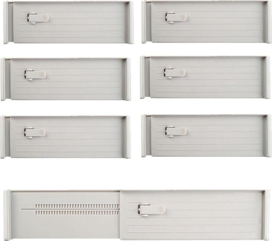 6 schuifladen Organizer verstelbare ladeverdeler 27-45 cm grijs keuken slaapkamer kantoor
