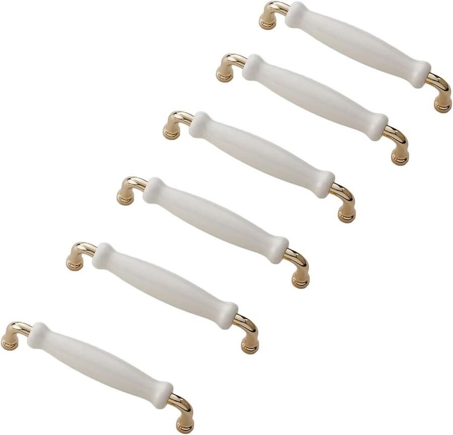 6 STKS Kast Handvat Keramische Zinklegering Kast Handvat Keuken Lade Deurgrepen Deurknoppen voor Vervanging Lade Keukenkast Badkamerkast Garderobe Deur (Hole Centre: 128 mm)