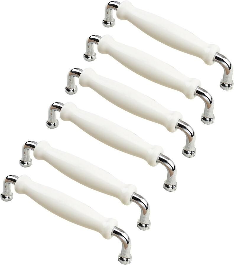 6 STKS Keramische Zinklegering Kast Handvat Keuken Lade Deurgrepen Deurknoppen voor Vervanging Voor Lade Keukenkast Badkamerkast Garderobe Deur (Hole Centre: 128 mm)