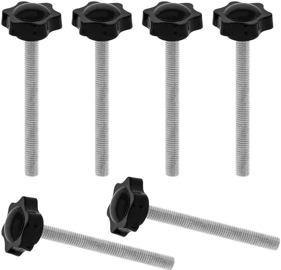 6 STKS Klemmen Schroef Knop Ster M10 * 100mm Duim Bouten Draad Vervanging Handknop Aanscherping Zwarte Grip