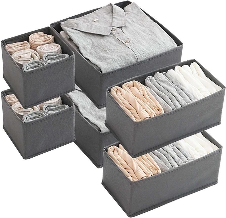 Allecto plus 6 stoffen organizers voor lades en kasten opvouwbare opbergboxen van vliesstof