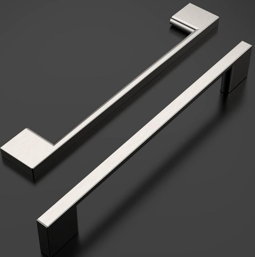 6 Stuks 160 mm Mat Nikkel Deurgrepen Roestvrij Staal Morden Vierkante Meubelgrepen voor Keuken Kantoor Laden Kast