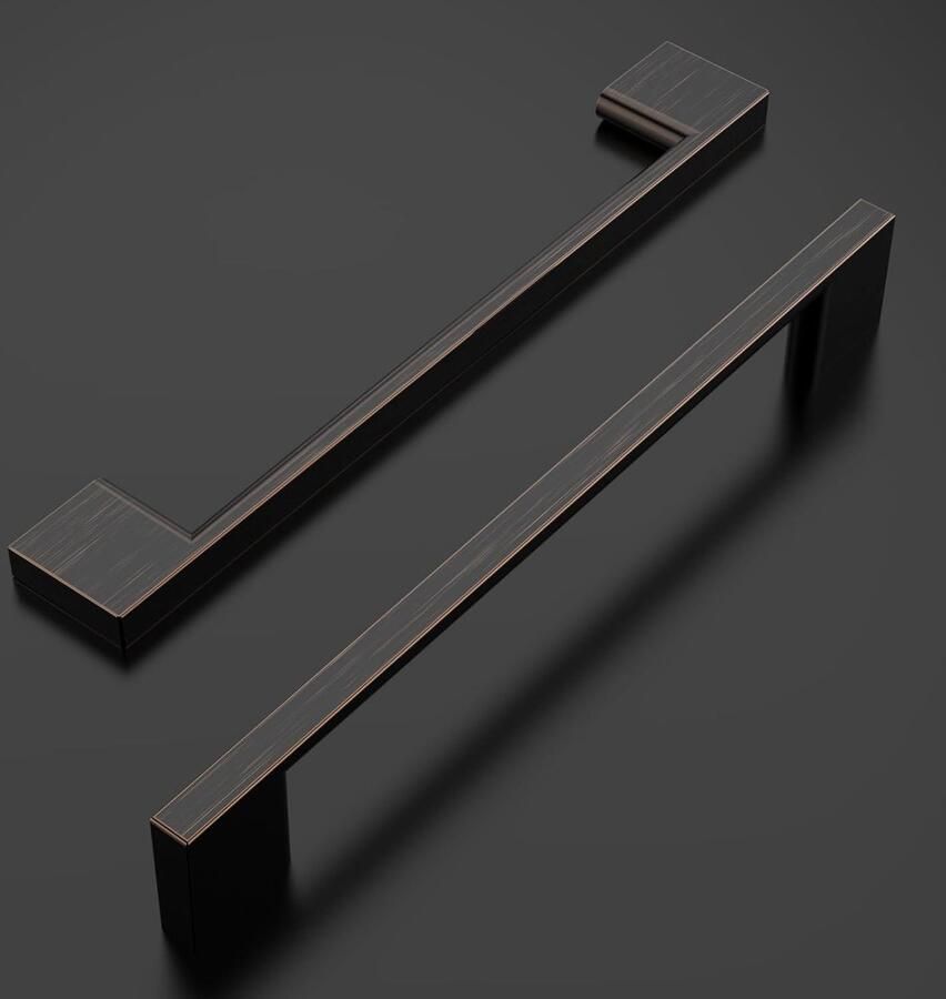 6 Stuks 160 mm Mat olie gewreven bronskel Deurgrepen Roestvrij Staal Morden Vierkante Meubelgrepen voor Keuken Kantoor Laden Kast