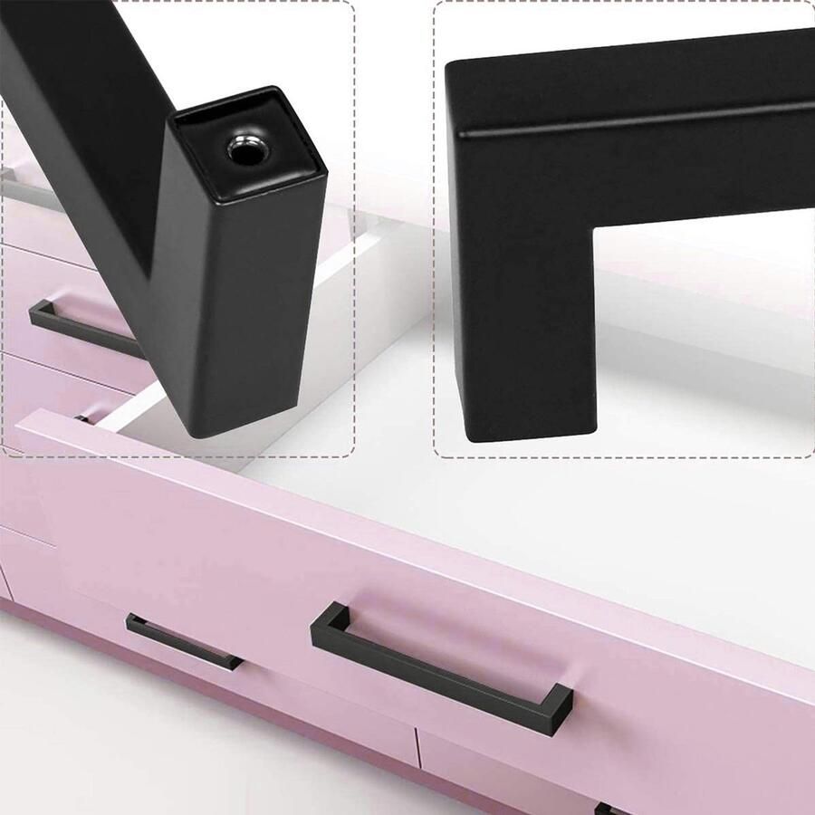 6 Stuks 192 mm Mat Zwarte Deurgrepen met 24 Schroeven Roestvrij Staal Vierkante Meubelgrepen voor Keuken Kantoor Laden Kast