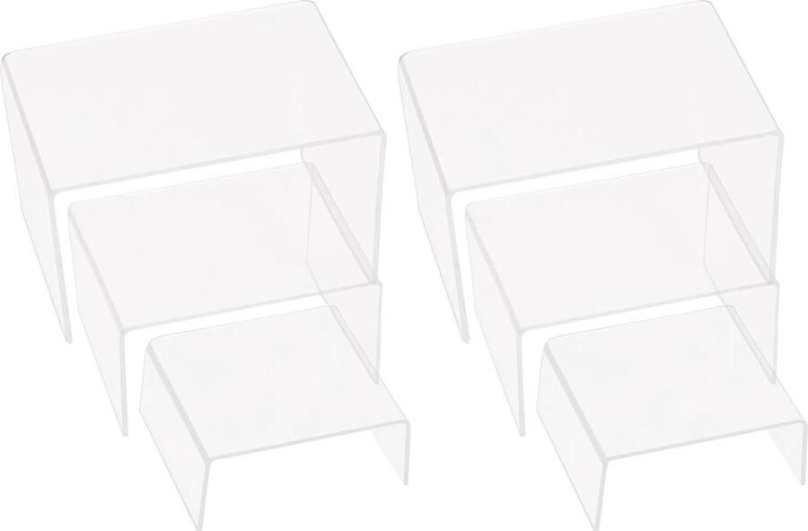 6 stuks 3-traps transparante acryl-riser-displaystandaard voor parfum vitrine verzamelobjecten popfiguren cupcakes en desserts 13 x 8 x 8 cm