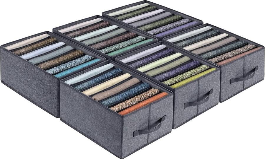 6 stuks Closet Organizer Kledingkast Opvouwbare opbergdoos van niet-geweven stof Set met 7 vakken Laden Organisatiesysteem Opbergruimte voor kleding T-shirts Broeken Ondergoed Jeans