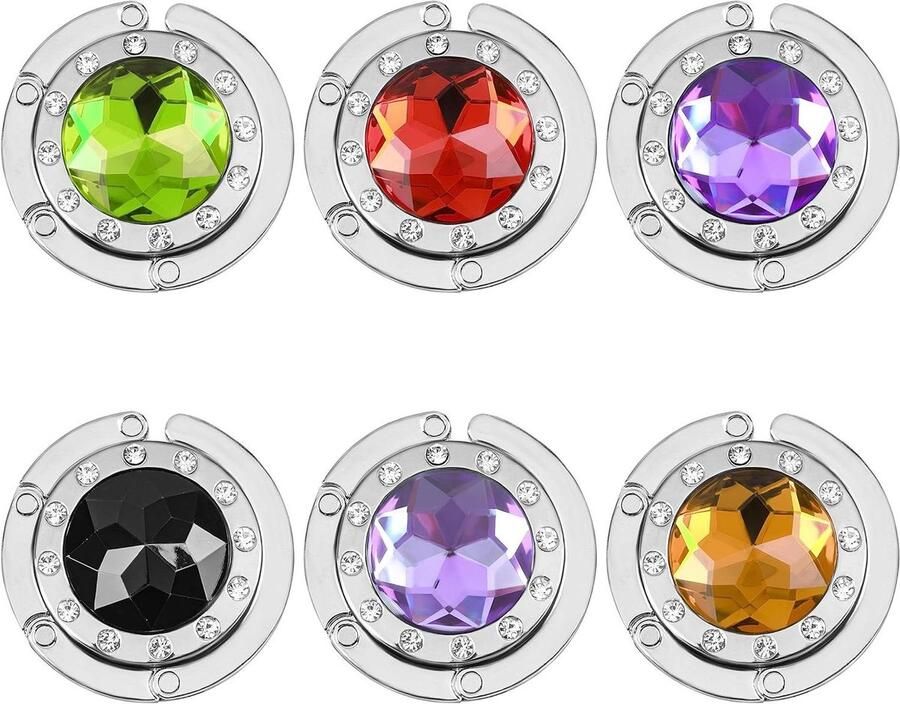 6 stuks Draagbare Handtas Hangers Zilverkleurig Opvouwbare Tas Haken Metalen Tas Houders voor Ophangen Opbergen Geschikt voor Tafels Restaurants Kantoor Bars Geschenk voor Vrouwen