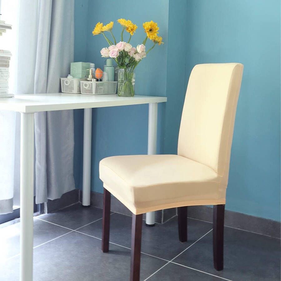 6 stuks eetkamerstoelhoezen afneembaar wasbaar elastische moderne beschermende stoelbekleding rekbare stoelhoezen voor bruiloft feest huis eetkamer hotel (champagne)